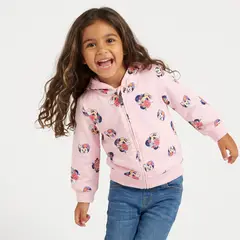 DISNEY - Polerón Abierto Niña Minnie Full Print Rosado