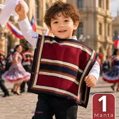 UTILISIMO - Poncho Manta Huaso Niño Juvenil Baile Cueca Fiestas Patrias