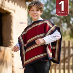 UTILISIMO - Poncho Manta Huaso Niño Juvenil Baile Cueca Fiestas Patrias