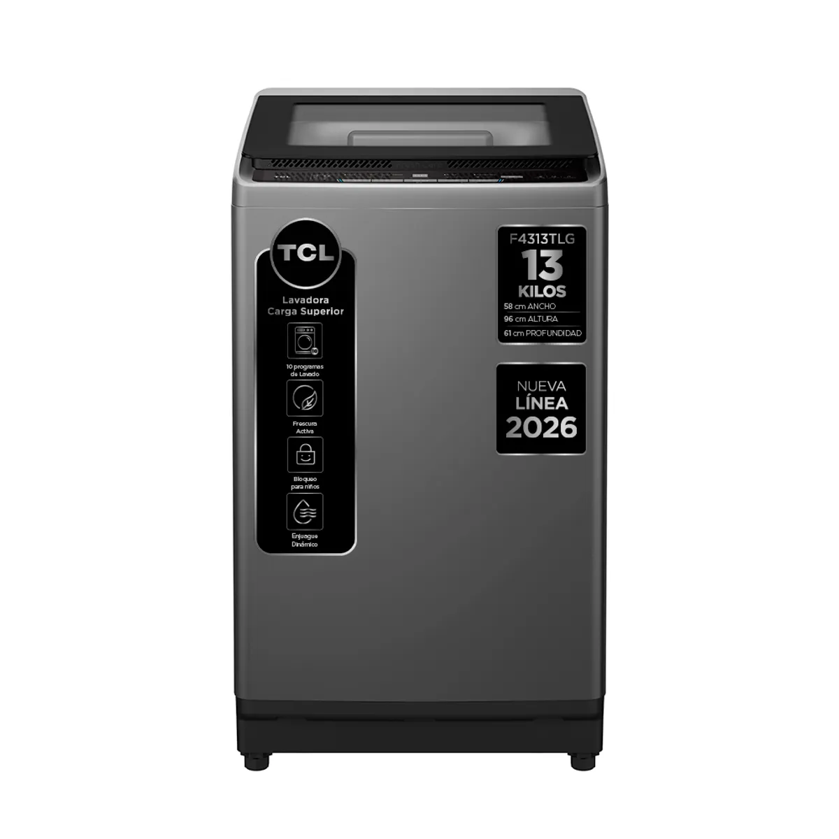 TCL - Lavadora Carga Superior 13Kg  Titanio F4313TLG