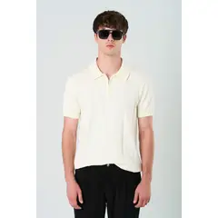 VELEZ - Vélez Polera Polo Manga Corta Hombre Semi Fitted Crema