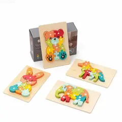 CRUSEC - Rompecabezas De Madera 3D Montessori Animales Didácticos