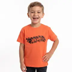 HOT WHEELS - Polera Manga Corta Niño Logo Naranjo