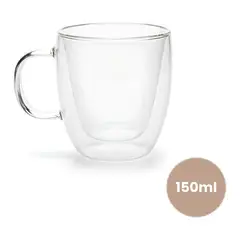 GENERICO - Pack 2 Tazas Doble Pared Vidrio 150ml Cafe Te Capuccino