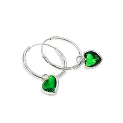 COGGIOLA - Aros Argolla Corazón Colgante Circón Verde Plata Fina 925