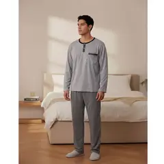 LIKE SHOP - Pijama Franela Hombre Invierno Manga Larga Bolsillo 4069