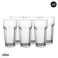 GLINT - Set 6 Vasos Facetados Vidrio Transparentes 485 ml 6 un