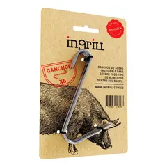 INGRILL - Kit De 6 Ganchos Para Barril Parrilla Ahumador y Asador