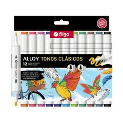 FILGO - Marcadores Artísticos Doble Punta Alloy - 12 Tonos Clásicos