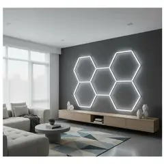 GENER - Lámpara de Techo Led Hexagonal 5 Panel luz de barberia taller