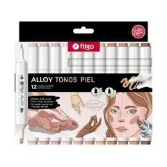 FILGO - Marcadores Artísticos Doble Punta Alloy - 12 Tonos Piel