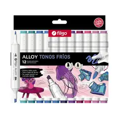 FILGO - Marcadores Artísticos Doble Punta Alloy - 12 Tonos Fríos