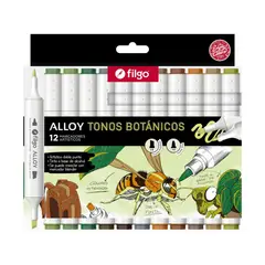 FILGO - Marcadores Artísticos Doble Punta Alloy - 12 Tonos Botánicos