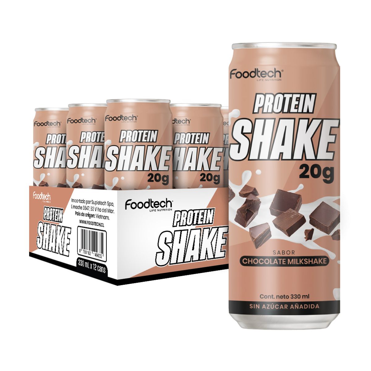 FOODTECH - Caja Protein Shake 12 Unid Chocolate - Foodtech