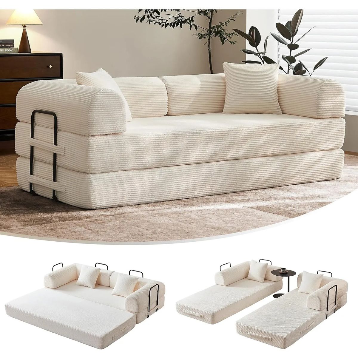 EVERSO - Sofá Cama Modular 5 En 1plegable 200x96x72cm Sin Montaje
