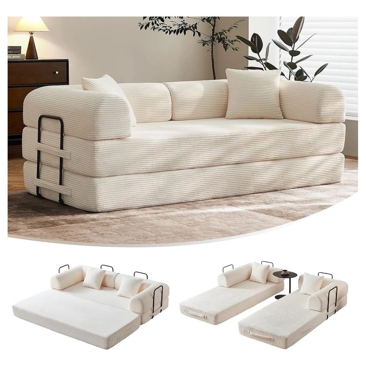 EVERSO - Sofá Cama Modular 5 En 1plegable 200x96x72cm Sin Montaje