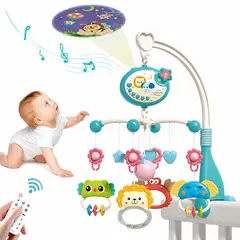 EVERSO - Móvil Musical Para Cuna Bebé Con Proyector Y Control Remoto Azul