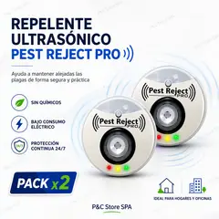 MOVI - PACK 2 Pest Reject Pro Repelente de Plagas Ultrasónico - Control de Plagas
