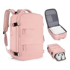 GENERICO - Mochila de Viaje Impermeable Cabina Avión Viral Expandible 30Lts Rosa