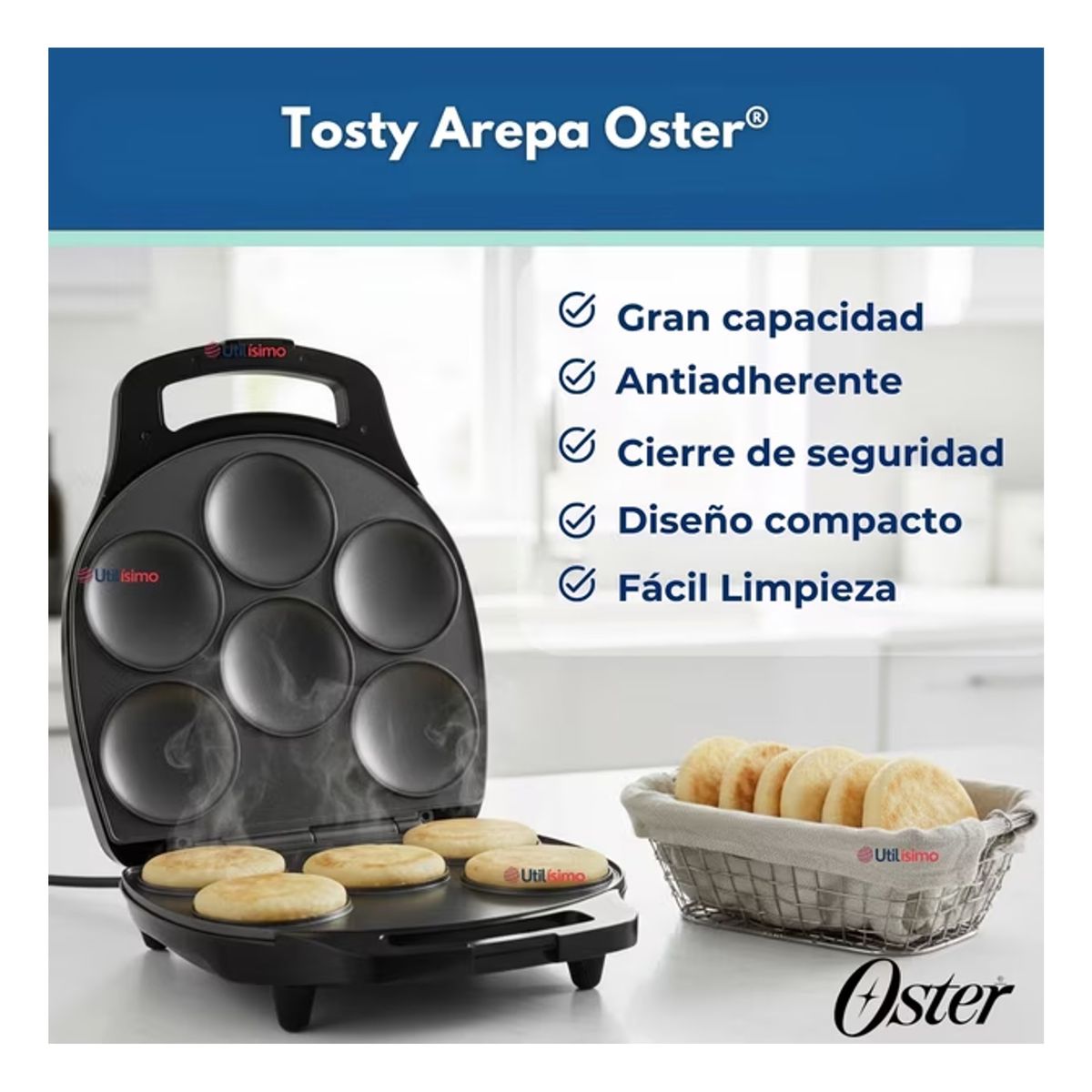 OSTER - Tosty Arepa Oster 6 Arepas 1200w