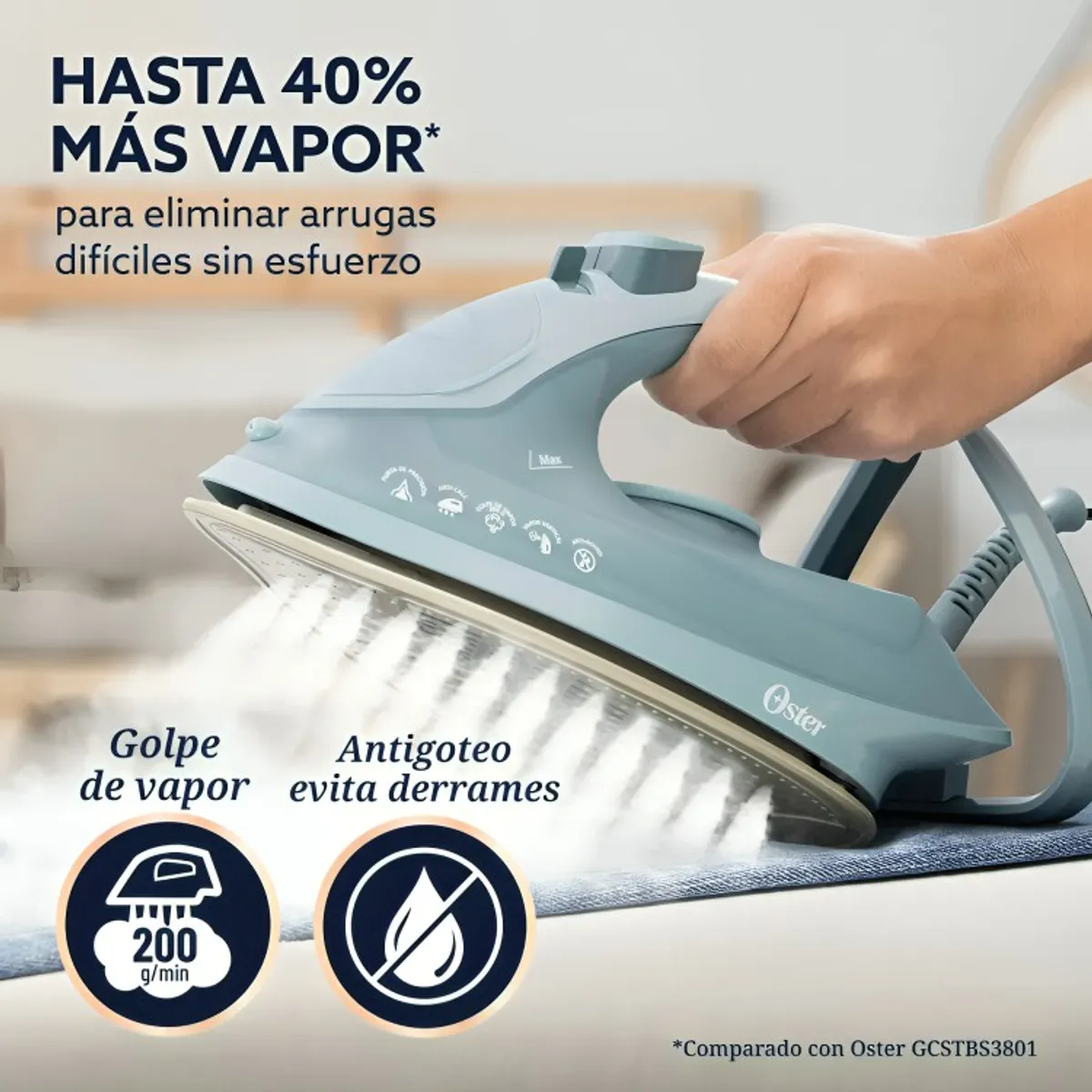 OSTER - Plancha Vapor Oster® Aeroglide Antigoteo Verde Gcstac7402