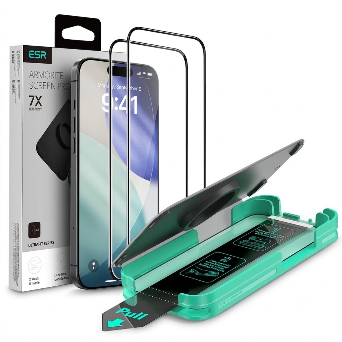 ESR - Lámina de Vidrio Templado ESR Armorite UltraFit para iPhone Pack x2