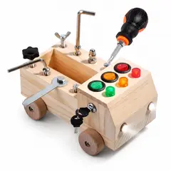 OLEVO - Juguete Sensorial Montessori con luces LED, interruptores y tuercas