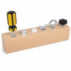 OLEVO - Juguete Montessori de madera para atornillar, 8 tornillos