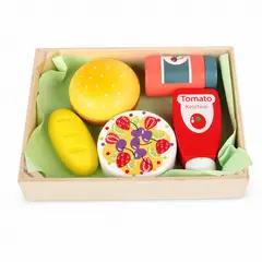 OLEVO - Set de desayuno de madera con bandeja, multicolor