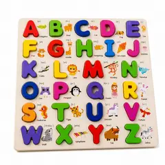 OLEVO - Rompecabezas de madera con letras del alfabeto, multicolor