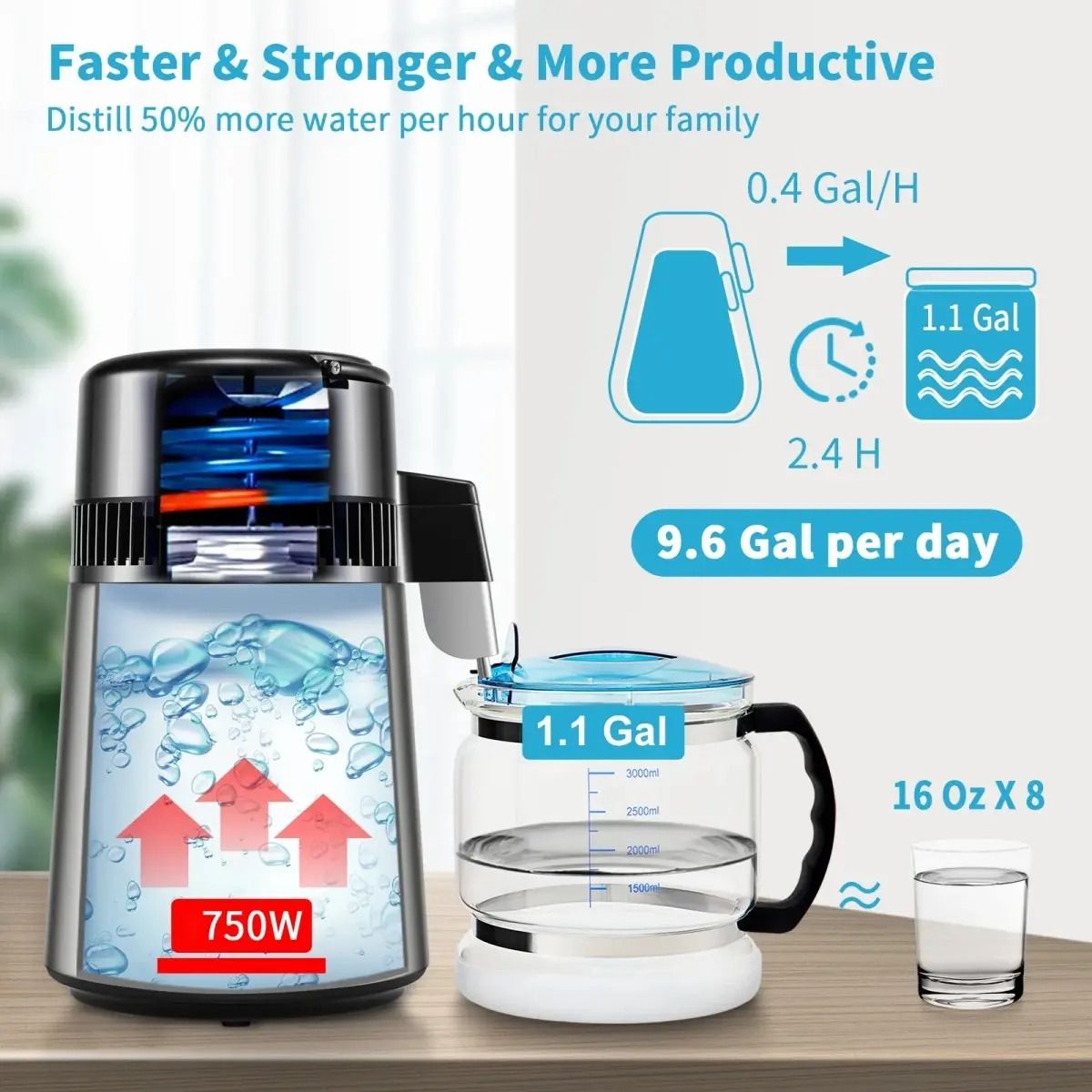 VIDA BUENAS - Destilador De Agua 4l 750w Purificador Portatil 5038 Color Plateado