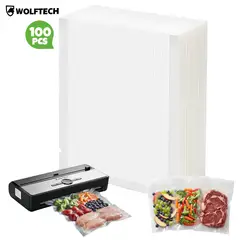 WOLFTECH - 100 Bolsas Gofradas Para Sellado Al Vacío 20x25 cm 100Micras