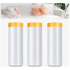 KUANGYE - Pack 3 Rollo Plástico Cobertor Piso Cinta Adhesiva 180cmx20m