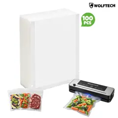 WOLFTECH - 100 Bolsas Gofradas Para Sellado Al Vacío 15x20 cm 100Micras