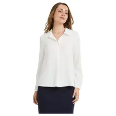 LORENZO DI PONTTI - Blusa Manga Roll Up con Botones en Escote Blanco