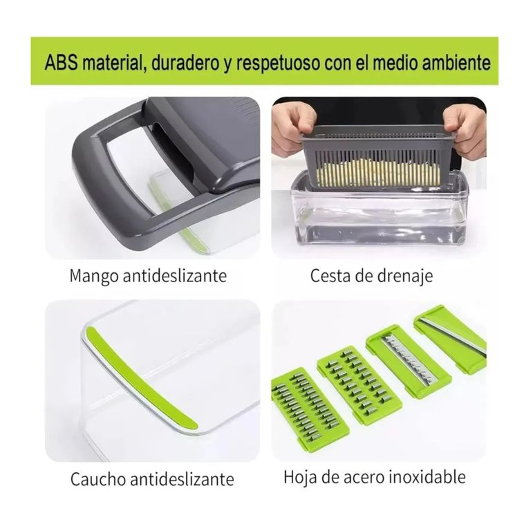 MOVI Picador y Rallador de Frutas y Verduras Manual 12 en 1