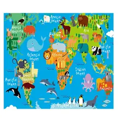 KIVARA - Alfombra Infantil Estampada 80x120 cm Mapa
