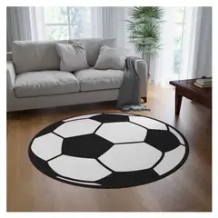KIVARA - Alfombra Infantil Redonda Estampada 110 cm Futbol