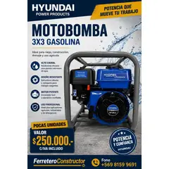 HYUNDAI - MOTOBOMBA A GASOLINA 3X3