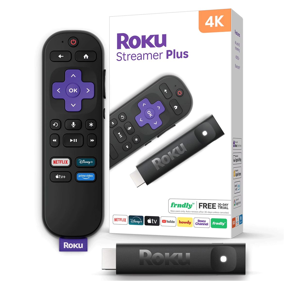 ROKU - Roku Streamer Plus 4K HDR Control por Voz Streaming WiFi Negro