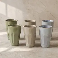 DECO EXPRESS - Set 6 Vasos Cerámica Máncora 350 ml - Surtido 3 modelos