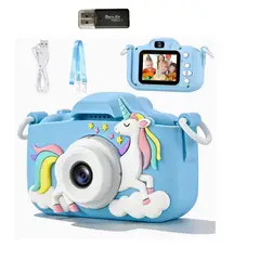 GENERICO - Cámara digital para niños con funda de unicornio Hd 1080p fotos y video