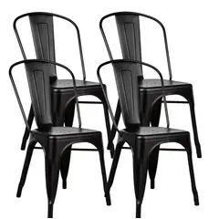 GENERICO - Pack 4 Silla Metal Tolix Negra