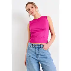 IO - Polera Lisa Mujer Fucsia