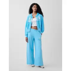GAP - Pantalón Mujer Logo Buzo Baggy Celeste