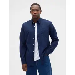 GAP - Camisa Hombre Casuales Manga Larga Azul