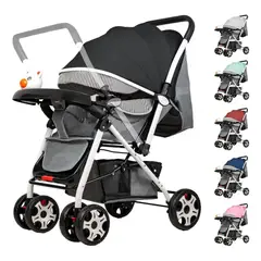 EVERSO - Coche De Paseo Bebé Plegable Reversible Infantil Reclinable Negro