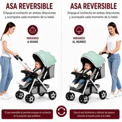 EVERSO - Coche De Paseo Bebé Plegable Reversible Infantil Reclinable Verde