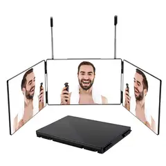 GENER - Espejo De Baño Triple De Corte De Pelo 3 Espejos Maquillaje Negro