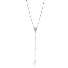 COGGIOLA - Collar Rosario Virgen De Los Rayos Mini Cadena Limada Plata Fina 925